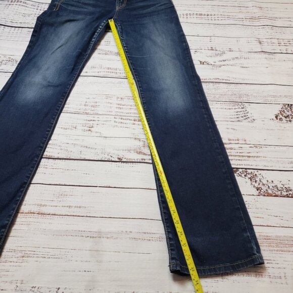 Guess Jeans Flirty Boot Cut Dark Wash Stretch Distressed Flap Pockets - Picture 5 of 15